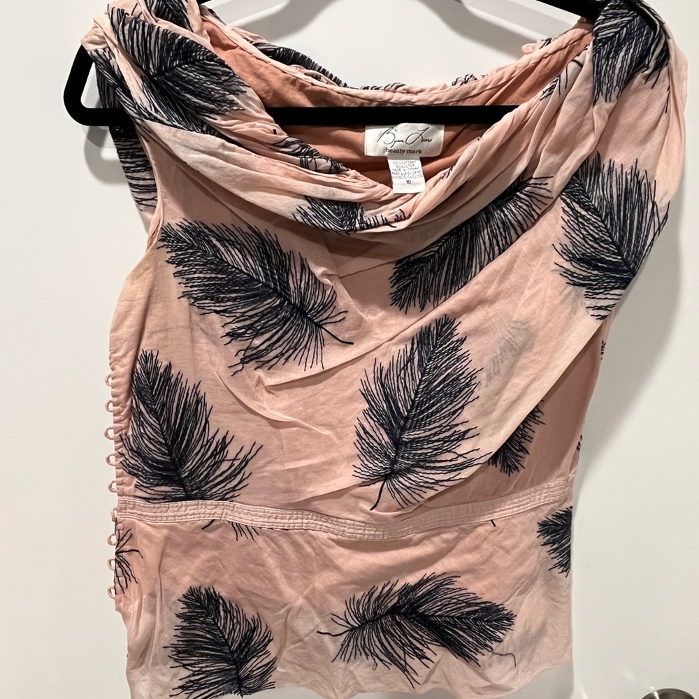 Byron Lars Blush and Navy Feather Top